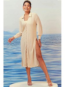 Outwear Chamise Midi De Lurex Com Aplique Costas