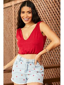 Short Curto Com Bordado