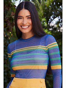 Blusa Manga Longa Com Listras