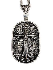 Colar Tag Cruz e Crânios - Aço Inoxidável