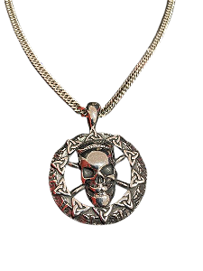 Colar de Caveira Viking e Símbolos Tribais – Aço Inoxidável