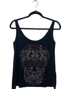 Regata Feminina com Pedraria Caveira Mexicana.
