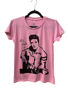 Camiseta Feminina Rosa Elvis Presley.