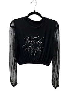 Cropped Pink Floyd The Wall com Mangas de Tule