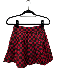 Saia Plissada Xadrez Vermelha e Preta.
