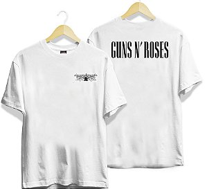 Camiseta Branca Guns and Roses - frente e costas