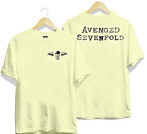 Camiseta Off White AVENGED SEVENFOLD - frente e costas