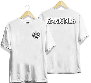 Camiseta Branca Ramones - frente e costas