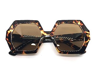 Óculos de Sol Anya - Octagonal  - Animal Print Leopardo