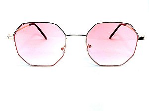 Oculos de Sol Shander - Armação Octagonal -  Lente Rose