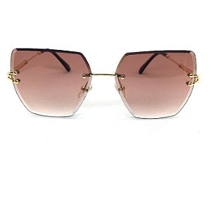 Óculos  de Sol Blogueira - Quadrado Lente Nude/  Rose Claro