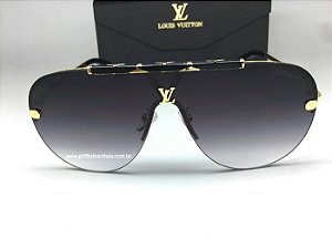 Louis Vuitton LV  Máscara Aviador Dourado  - Óculos de Sol Unissex / Preto