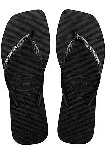 Havaianas Slim Square Logo Metálico Preta