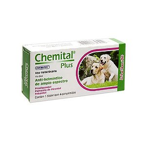 Vermífugo para Cães Chemital Plus - 4 Comprimidos
