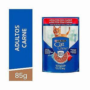 Ração Úmida para Gatos Adultos Cat Chow sabor Carne ao Molho - 85g