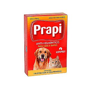 Vermífugo para Cães e Gatos Coveli Prapi - 4 Comprimidos