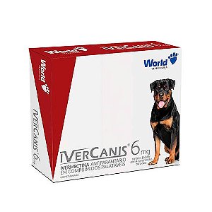 Vermífugo para Cães IverCanis 6 mg para Cães de 30 Kg - 4 Comprimidos