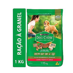 Ração Dog Chow Extra Life Cães Filhotes Sabor Frango e Arroz - 1kg (Granel)