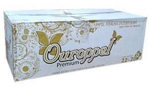 Papel Interfolhas 2 Dobras Ouroppel 22,5x20 100% Celulose Caixa c/4800 Folhas