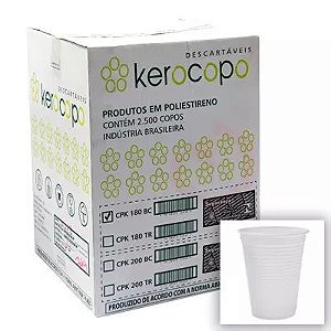 Copo Descartável 180ml Branco Kerocoppo CX com 2.500 unidades
