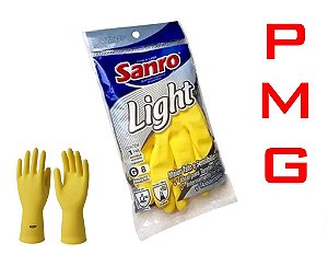 Luva limpeza multiuso latex borracha sanro light amarela