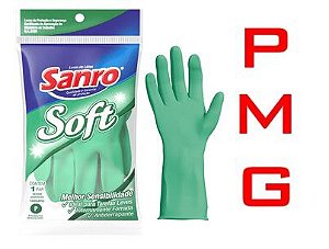Luva limpeza multiuso latex borracha sanro Soft Verde