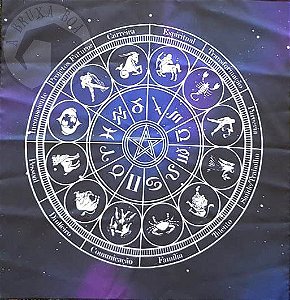 Toalha Mandala Astrológica (Altar/ Tarot/ Leitura de Oráculos)
