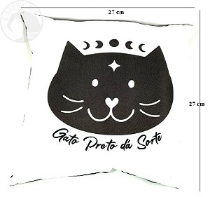 Almofada Gato Preto dá Sorte (Branca/ Preta)