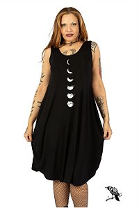 Fases da Lua Gatinhos - Vestido soltinho com bolso Casual Balonê