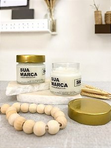 10 uni Velas Personalizadas Empresas 145g Tampa Dourada