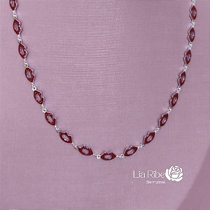 Colar Choker boca vermelha
