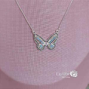 Colar Borboleta com zircônias coloridas