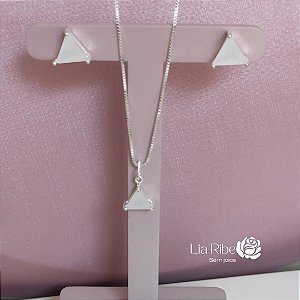 Conjunto triângulo zircônia prata