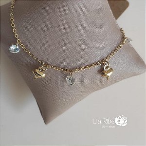 Pulseira coração e zircônia