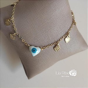Pulseira Olho grego com coração