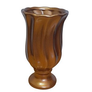 VASO CERÂMICA TORCIDO M DOURADO
