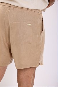 SHORT PURO LINHO CARAMELO