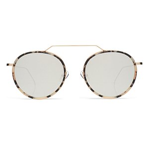 Illesteva Wynwood Ace White Tortoise / Gold / Silver Flat Mirror