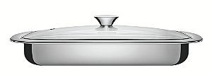 Assadeira em Aço Inox Cosmos com Tampa de Vidro 39 cm 3,2 L Tramontina