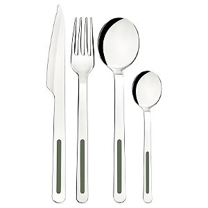 Faqueiro Vik em Aço Inox com Detalhes em Polipropileno Oliva 24 Peças Tramontina