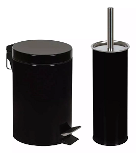 Conjunto Ágata Lixeira 3L e Escova Higiênica Preto MOR