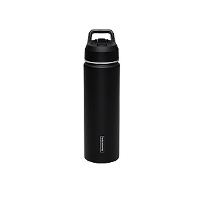 Garrafa Térmica 650 ml em Aço Revestido Preta com Canudo Tramontina