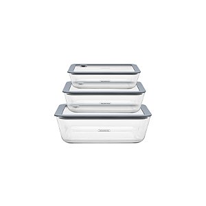 Conjunto de Potes de Vidro Vittra Tampa Hermética de Silicone Tramontina