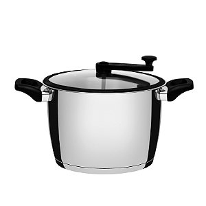 Pipoqueira em Aço Inox Allegra Tampa de Vidro 22 cm 5,6 L Tramontina