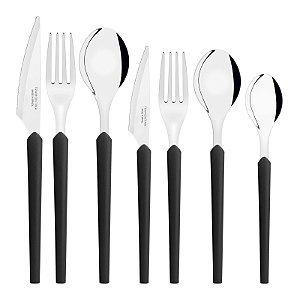 Faqueiro Obelline em Aço Inox e Cabos Preto 42 Peças Tramontina