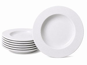 Jogo de Pratos Fundo Mesh 12 peças em Porcelana 23cm Tramontina