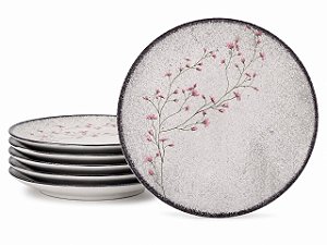 Jogo de Pratos Raso Floralis 12 peças em Porcelana 25cm Tramontina