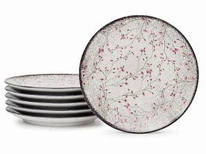 Jogo de Pratos Sobremesa Floralis 12 peças em Porcelana 19cm Tramontina