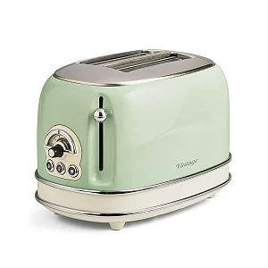 Torradeira Elétrica Ariete 155 p/ 2 Fatias 6 Níveis de Tostagem 750W Vintage Verde - 220v