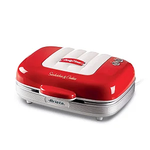 Sanduicheira Ariete 1972 Party Time 3 em 1 Retrô 700W Vermelha - 220v